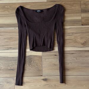 OOTDFash Chocolate Ribbed Crop Top